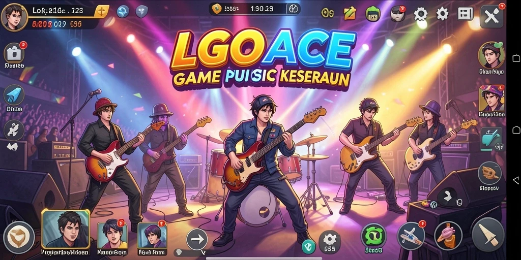 Screenshot gameplay menarik dari LGOACE dengan berbagai fitur musik.